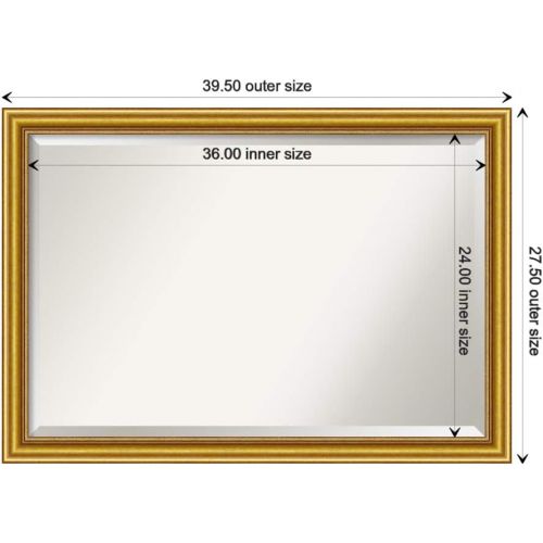  Amanti Art Framed Mirrors for Wall | Townhouse Gold Mirror for Wall | Solid Wood Wall Mirrors | Large Wall Mirror 39.50 x 27.50 in.