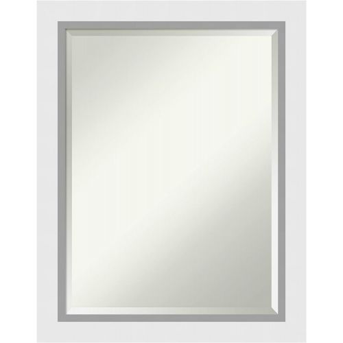  Amanti Art Framed Vanity Mirror | Bathroom Mirrors for Wall | Blanco White Mirror Frame | Solid Wood Mirror | Medium Mirror | 28.00 x 22.00 in.