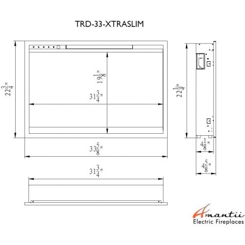 Amantii Traditional Xtraslim ? 33” Electric Fireplace with a 3 Speed Motor, WiFi Capable and Programmable Remote