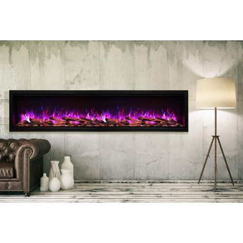  Amantii 88 Extra Tall Clean Face Symmetry Electric Fireplace w/Driftwood Logs