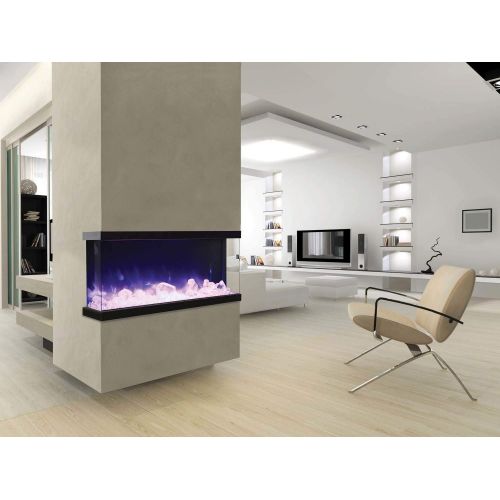  Amantii Tru-View Series XL Extra Tall Built-in 3-Sided Electric Fireplace (60-TRV-XT-XL-FI-109-Diamond), 60-Inch, Ice Media