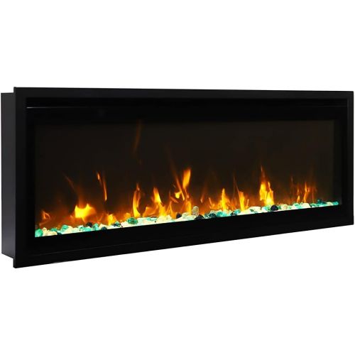  Amantii 60 Extra Slim Indoor Only Electric Fireplace with Black Steel Surround