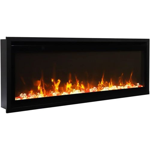  Amantii 60 Extra Slim Indoor Only Electric Fireplace with Black Steel Surround