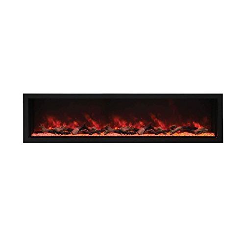  Amantii Panorama Series Extra Tall Built-in Electric Fireplace with Black Steel Surround (BI-88-DEEP-XT-DESIGN-MEDIA-BIRCH-15PCE), 88-Inch, Birch Log Media