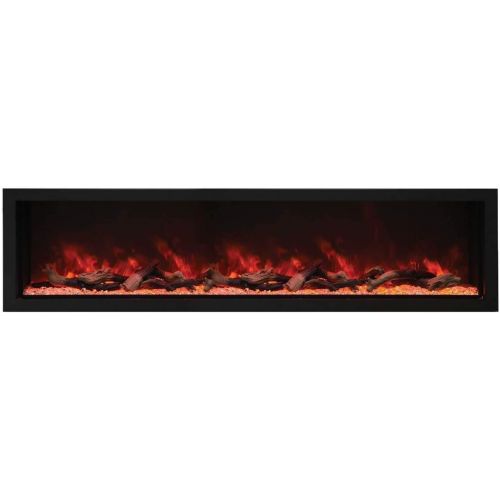  Amantii Panorama Series Extra Tall Built-in Electric Fireplace with Black Steel Surround (BI-88-DEEP-XT-DESIGN-MEDIA-BIRCH-15PCE), 88-Inch, Birch Log Media