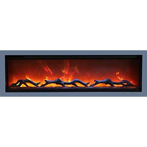  Amantii Symmetry Series B Built-in Electric Fireplace with Dark Grey Fully Recessed Surround (SYM-60-B-SYM-60-SURR-GREY), 60-Inch