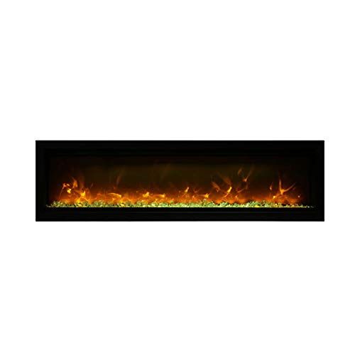  Amantii Symmetry Series B Built-in Electric Fireplace with Dark Grey Fully Recessed Surround (SYM-60-B-SYM-60-SURR-GREY), 60-Inch