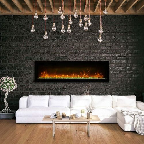  Amantii Symmetry Series B Built-in Electric Fireplace with Dark Grey Fully Recessed Surround (SYM-60-B-SYM-60-SURR-GREY), 60-Inch