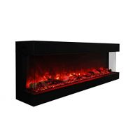 Amantii Series Slim Built-in 3-Sided Electric Fireplace with Logs (72-TRV-Slim), 72-Inch