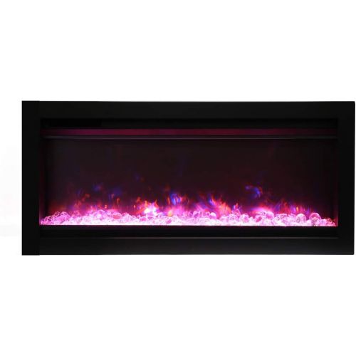  Amantii Symmetry Series Built-in Electric Fireplace with Logs and Black Semi-Flush Mount Surround (SYM-34-SYM-XS-34), 34-Inch