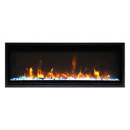 Amantii 50 Extra Slim Indoor Only Electric Fireplace with Black Steel Surround