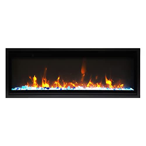  Amantii 50 Extra Slim Indoor Only Electric Fireplace with Black Steel Surround