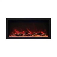 Amantii Panorama Series Extra Tall Built-in Electric Fireplace with Black Steel Surround (BI-40-DEEP-XT-DESIGN-MEDIA-BIRCH-15PCE), 40-Inch, Birch Log Media