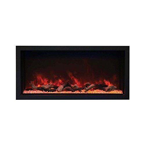  Amantii Panorama Series Extra Tall Built-in Electric Fireplace with Black Steel Surround (BI-40-DEEP-XT-DESIGN-MEDIA-BIRCH-15PCE), 40-Inch, Birch Log Media