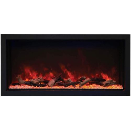  Amantii Panorama Series Extra Tall Built-in Electric Fireplace with Black Steel Surround (BI-40-DEEP-XT-DESIGN-MEDIA-BIRCH-15PCE), 40-Inch, Birch Log Media