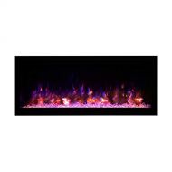 Amantii Symmetry Extra Tall Built-in Electric Fireplace with Black Steel Surround and ICE Media (SYM-50-XT-Fi-109-Diamond), 50-Inches