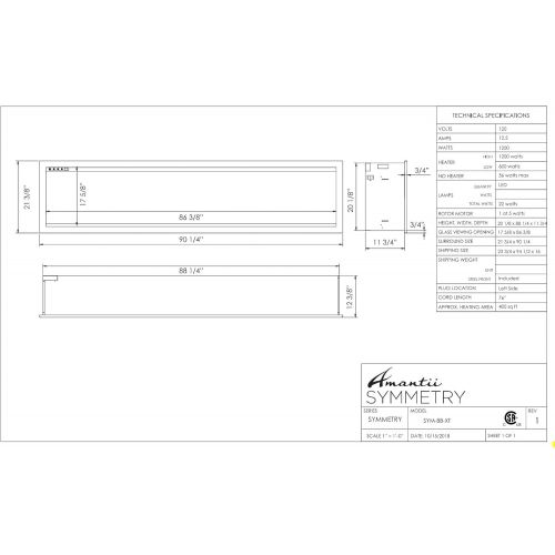  Amantii SYM-88-XT Electric Fireplace