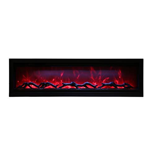  Amantii Symmetry Series Built-in Electric Fireplace with Logs and Dark Grey Fully Recessed Surround (SYM-60-SYM-60-SURR-GREY), 60-Inch