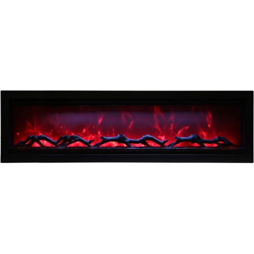  Amantii Symmetry Series Built-in Electric Fireplace with Logs and Dark Grey Fully Recessed Surround (SYM-60-SYM-60-SURR-GREY), 60-Inch