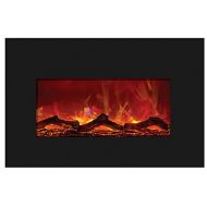 Amantii Medium Electric Fireplace Insert with Black Glass Surround - INSERT-30-4026