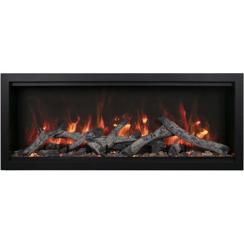  Amantii SYM-74-XT-BESPOKE Symmetry Extra Tall Bespoke 74 Inch Recessed or Semi Flush Mounted Indoor Outdoor Electric Fireplace, WiFi Bluetooth Speaker Available, with Remote, Trim