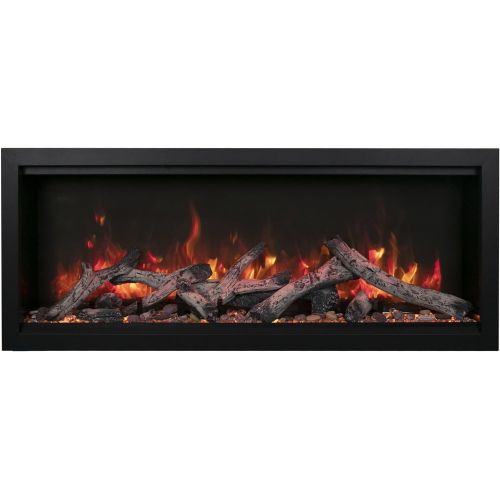  Amantii SYM-74-XT-BESPOKE Symmetry Extra Tall Bespoke 74 Inch Recessed or Semi Flush Mounted Indoor Outdoor Electric Fireplace, WiFi Bluetooth Speaker Available, with Remote, Trim