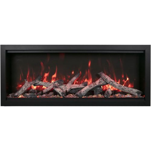  Amantii SYM-74-XT-BESPOKE Symmetry Extra Tall Bespoke 74 Inch Recessed or Semi Flush Mounted Indoor Outdoor Electric Fireplace, WiFi Bluetooth Speaker Available, with Remote, Trim