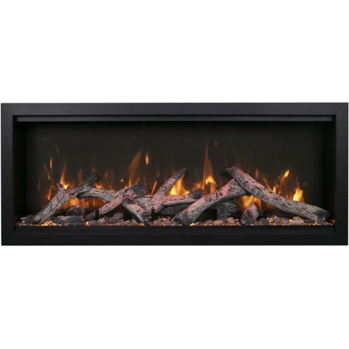  Amantii SYM-74-XT-BESPOKE Symmetry Extra Tall Bespoke 74 Inch Recessed or Semi Flush Mounted Indoor Outdoor Electric Fireplace, WiFi Bluetooth Speaker Available, with Remote, Trim