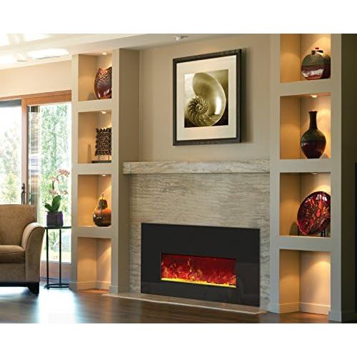  Amantii Small Electric Fireplace Insert with Black Glass Surround - INSERT-26-3825