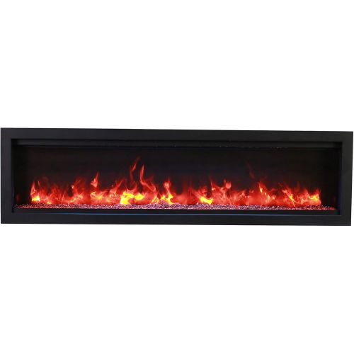  Amantii SYM-74-BESPOKE Symmetry Series Bespoke 74-Inch Built-in Electric Fireplace with Remote, Ember Media, Black Steel Surround