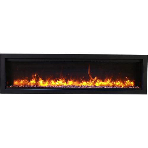  Amantii SYM-74-BESPOKE Symmetry Series Bespoke 74-Inch Built-in Electric Fireplace with Remote, Ember Media, Black Steel Surround