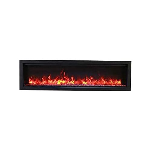  Amantii SYM-60-BESPOKE Symmetry Series Bespoke 60-Inch Built-in Electric Fireplace with Remote, Ember Media, Black Steel Surround