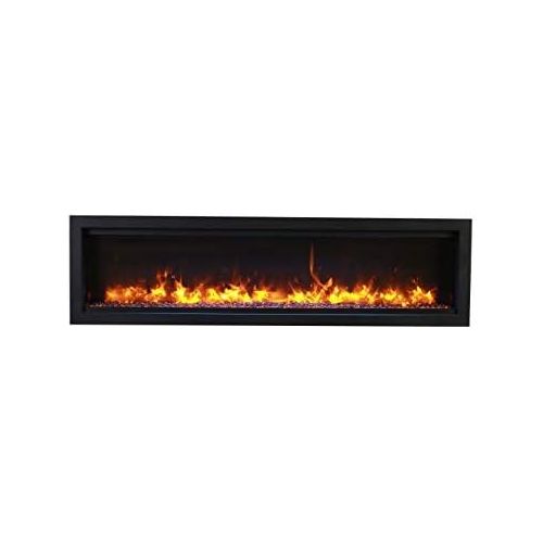  Amantii SYM-60-BESPOKE Symmetry Series Bespoke 60-Inch Built-in Electric Fireplace with Remote, Ember Media, Black Steel Surround