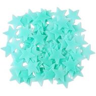 Amaonm 100 Pcs Blue Glow in The Dark Luminous Stars Fluorescent Noctilucent Plastic Wall Stickers Murals Decals for Home Art Decor Ceiling Wall Decorate Kids Babys Bedroom Room Dec