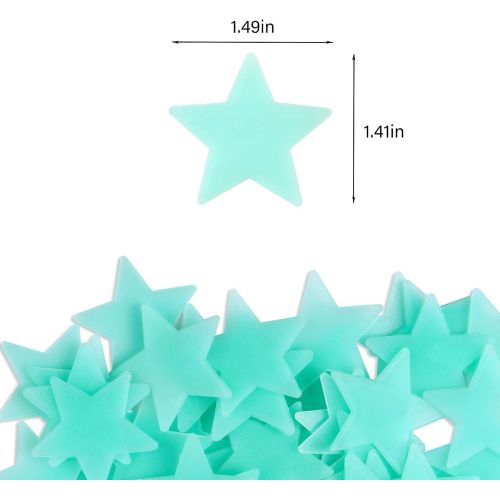  Amaonm 100 Pcs Blue Glow in The Dark Luminous Stars Fluorescent Noctilucent Plastic Wall Stickers Murals Decals for Home Art Decor Ceiling Wall Decorate Kids Babys Bedroom Room Dec