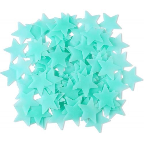  Amaonm 100 Pcs Blue Glow in The Dark Luminous Stars Fluorescent Noctilucent Plastic Wall Stickers Murals Decals for Home Art Decor Ceiling Wall Decorate Kids Babys Bedroom Room Dec