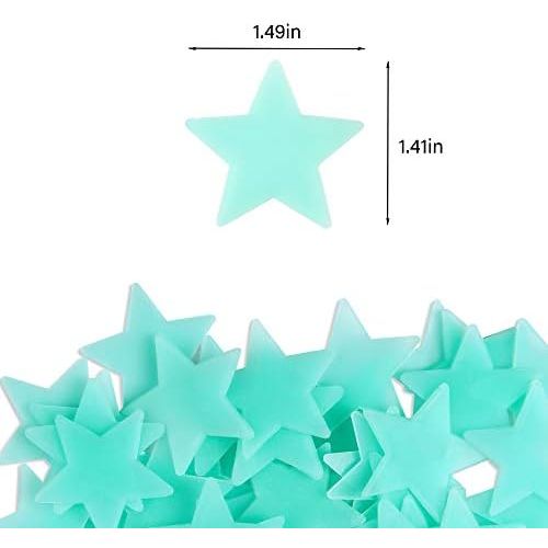  Amaonm 100 Pcs Blue Glow in The Dark Luminous Stars Fluorescent Noctilucent Plastic Wall Stickers Murals Decals for Home Art Decor Ceiling Wall Decorate Kids Babys Bedroom Room Dec