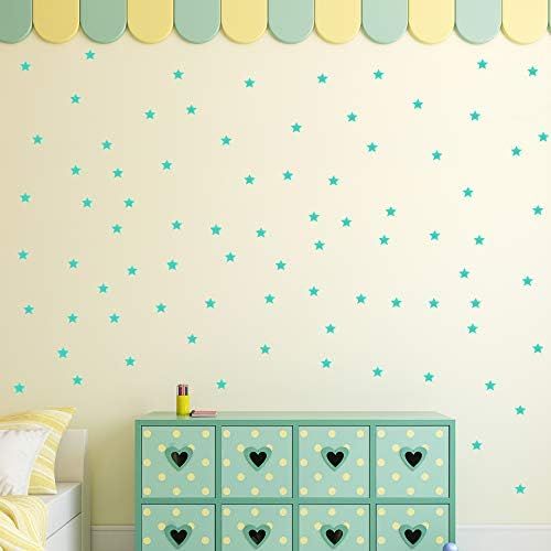  Amaonm 100 Pcs Blue Glow in The Dark Luminous Stars Fluorescent Noctilucent Plastic Wall Stickers Murals Decals for Home Art Decor Ceiling Wall Decorate Kids Babys Bedroom Room Dec