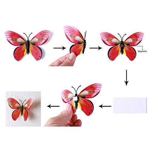  Amaonm 60 Pcs 5 Packages Beautiful 3D Butterfly Wall Decals Removable DIY Home Decorations Art Decor Wall Stickers & Murals for Babys Bedroom Tv Background Living Room (Purple)