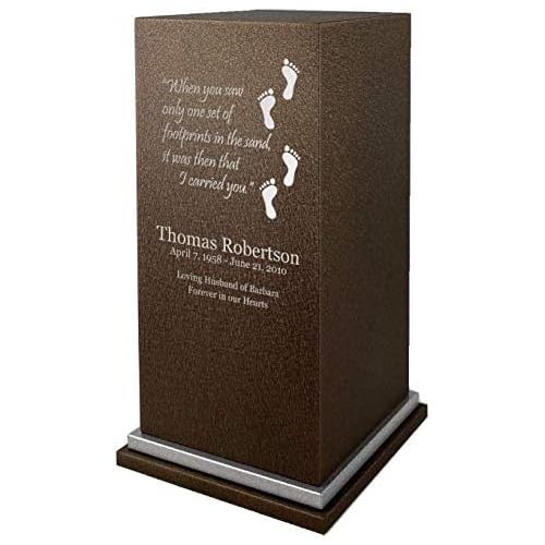  Amaranthine Urn Company Personalized Engraved Footprints Cremation Urn for Human Ashes-Made in America-Handcrafted in The USA by Amaranthine Urns- Adult Funeral Urn up to 200 lbs Living Weight -Eaton SE-