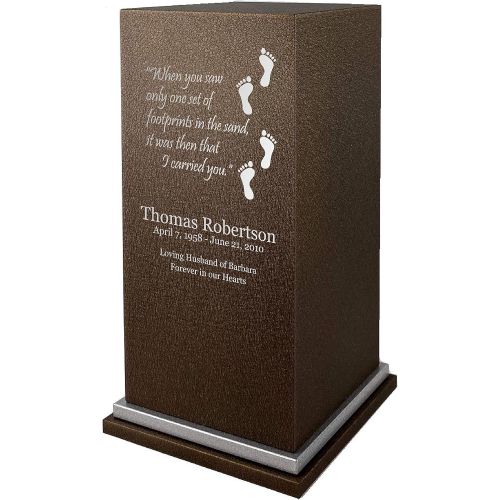  Amaranthine Urn Company Personalized Engraved Footprints Cremation Urn for Human Ashes-Made in America-Handcrafted in The USA by Amaranthine Urns- Adult Funeral Urn up to 200 lbs Living Weight -Eaton SE-