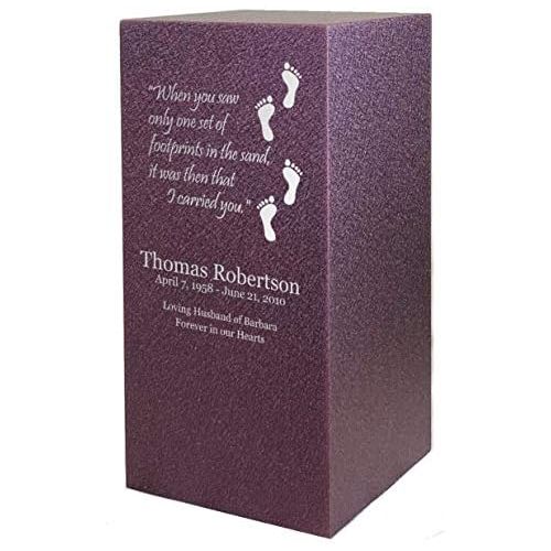  Amaranthine Urn Company Personalized Engraved Footprints Cremation Urn for Human Ashes - Made in America - Handcrafted in The USA by Amaranthine Urns, Adult Funeral Urn - Eaton DL (up to 200 lbs Living We
