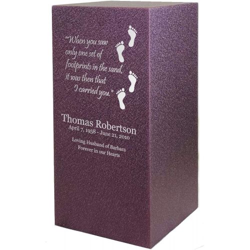  Amaranthine Urn Company Personalized Engraved Footprints Cremation Urn for Human Ashes - Made in America - Handcrafted in The USA by Amaranthine Urns, Adult Funeral Urn - Eaton DL (up to 200 lbs Living We