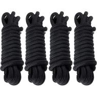 Amarine Made Dock Lines, 4pcs Boat Dock Lines 1/2” X 25’, 12” Eyelet Double-Braided Boat Lines with Loop Docking 968lbs Working Load, Boat Dock Ropes with 4840lbs Strength for Boat Black Rope