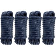 Amarine Made Dock Lines, 4pcs Boat Dock Lines 1/2” X 25’, 12” Eyelet Double-Braided Boat Lines Docking 968lbs Working Load, Boat Dock Ropes with 4840lbs Strength, for Boat Activities, Cadet Blue