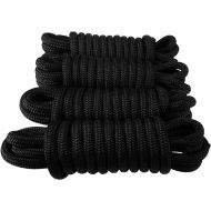 Amarine Made Dock Lines, 4pcs Boat Dock Lines 5/8” X 20’,15” Eyelet Double-Braided Boat Lines with Loop Docking 1540lbs Working Load, Nylon Dock Ropes with 7700lbs Strength for Boat, Black