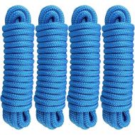 Amarine Made Dock Lines, 4 Pack of Boat Dock Lines 1/2” X 25’, 12” Eyelet Double-Braided Boat Lines Docking 968 lbs Working Load, Nylon Dock Ropes with 4840lbs Strength, for Outdoor Activities, Blue