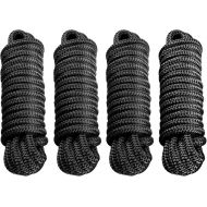 Amarine Made Dock Line, Double Braided Nylon Dock Lines 4840 lbs Breaking Strength (L:20 ft. D:1/2 inch Eyelet: 12 inch) 4 Pack of Marine Mooring Rope Boat Dock Lines Working Load Limit:968 lbs