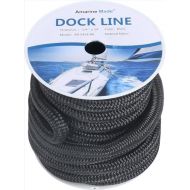 Amarine Made Dock Lines, 3/4” X 50’ Boat Rope with 12” Eyelet, Dock Line with 9500lbs Breaking Strength, Boat Line with 1900lbs Working Load for Docking Water Crafts, Boats etc. Black