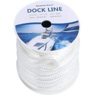 Amarine Made Double Braided Nylon Dock Lines 9500 lbs Breaking Strength (L:50 ft. D:3/4 inch Eyelet:12 inch) Marine Mooring Rope Boat Dock Lines Working Load Limit:1900 lbs (White)